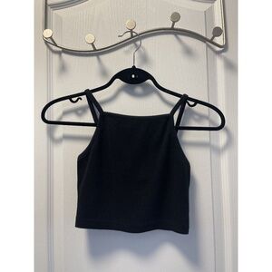 Forever 21 Cropped Black Halter Knit Tank Top